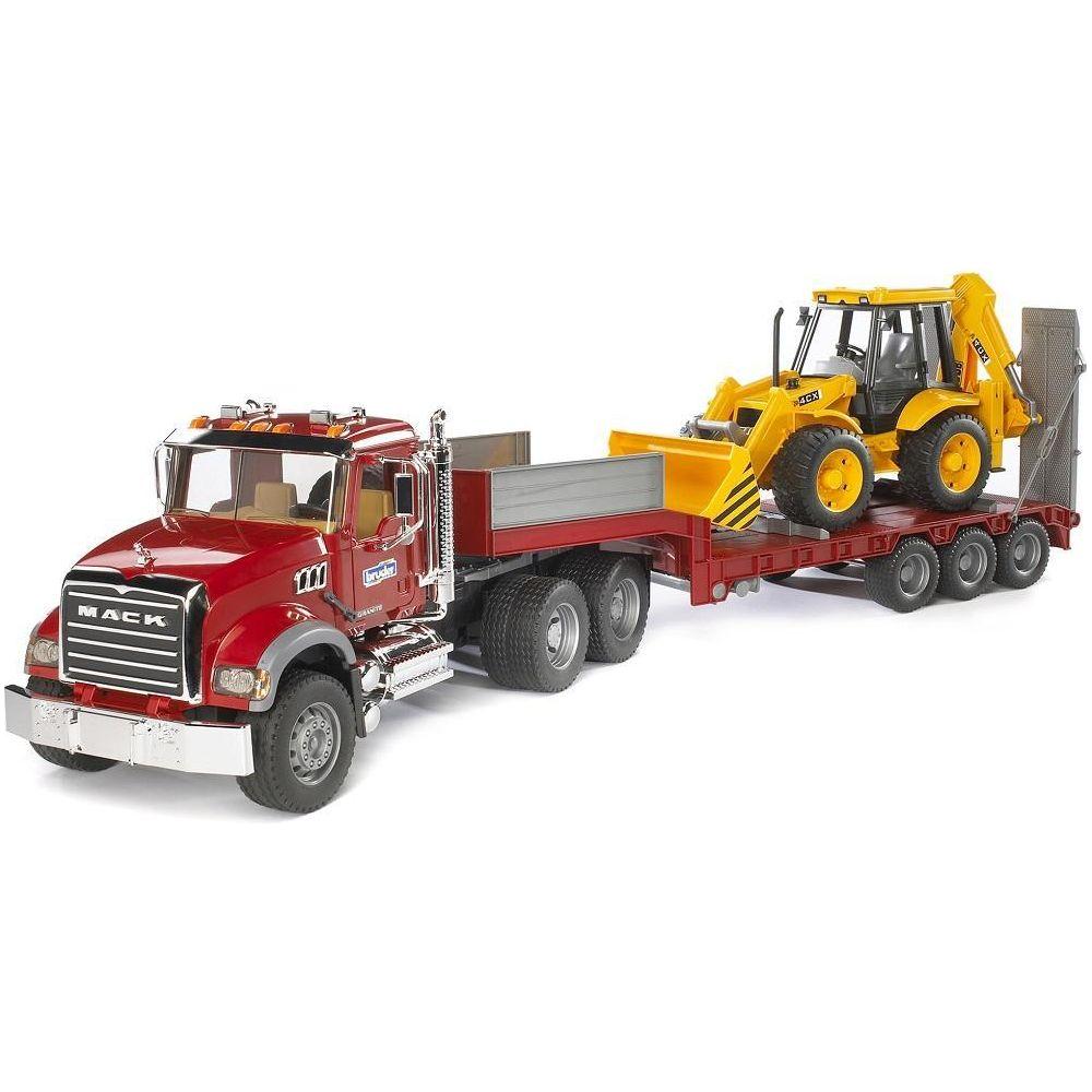 Bruder MACK Granite Truck with Low Loader and JCB Backhoe Loader 02813 canada ontario