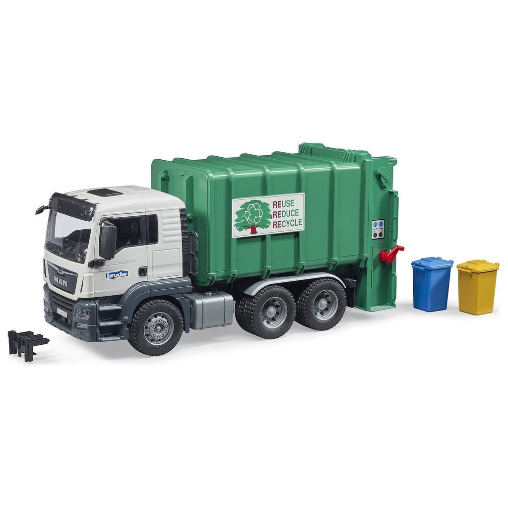 Bruder MAN TGS Rear Loading Garbage Truck Green 03763 canada ontario grey