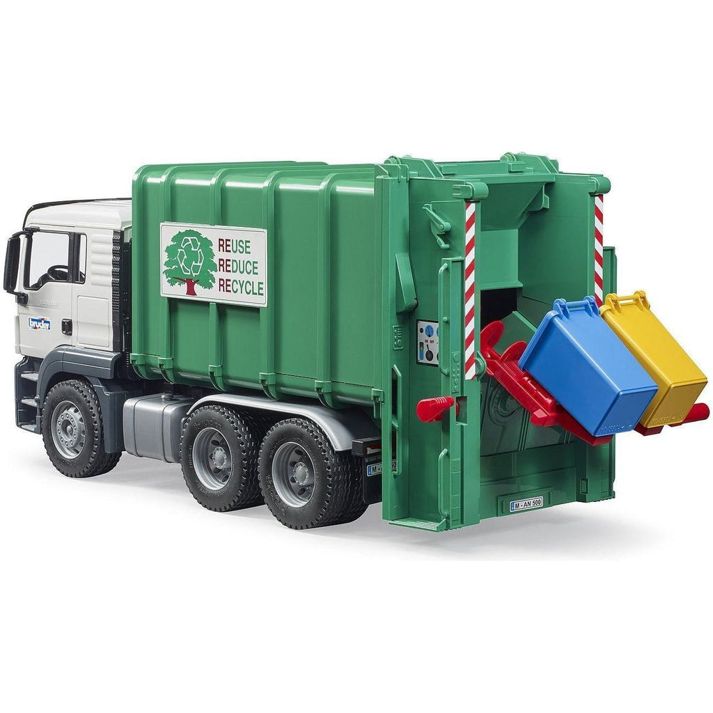 Bruder MAN TGS Rear Loading Garbage Truck Green 03763 canada ontario grey