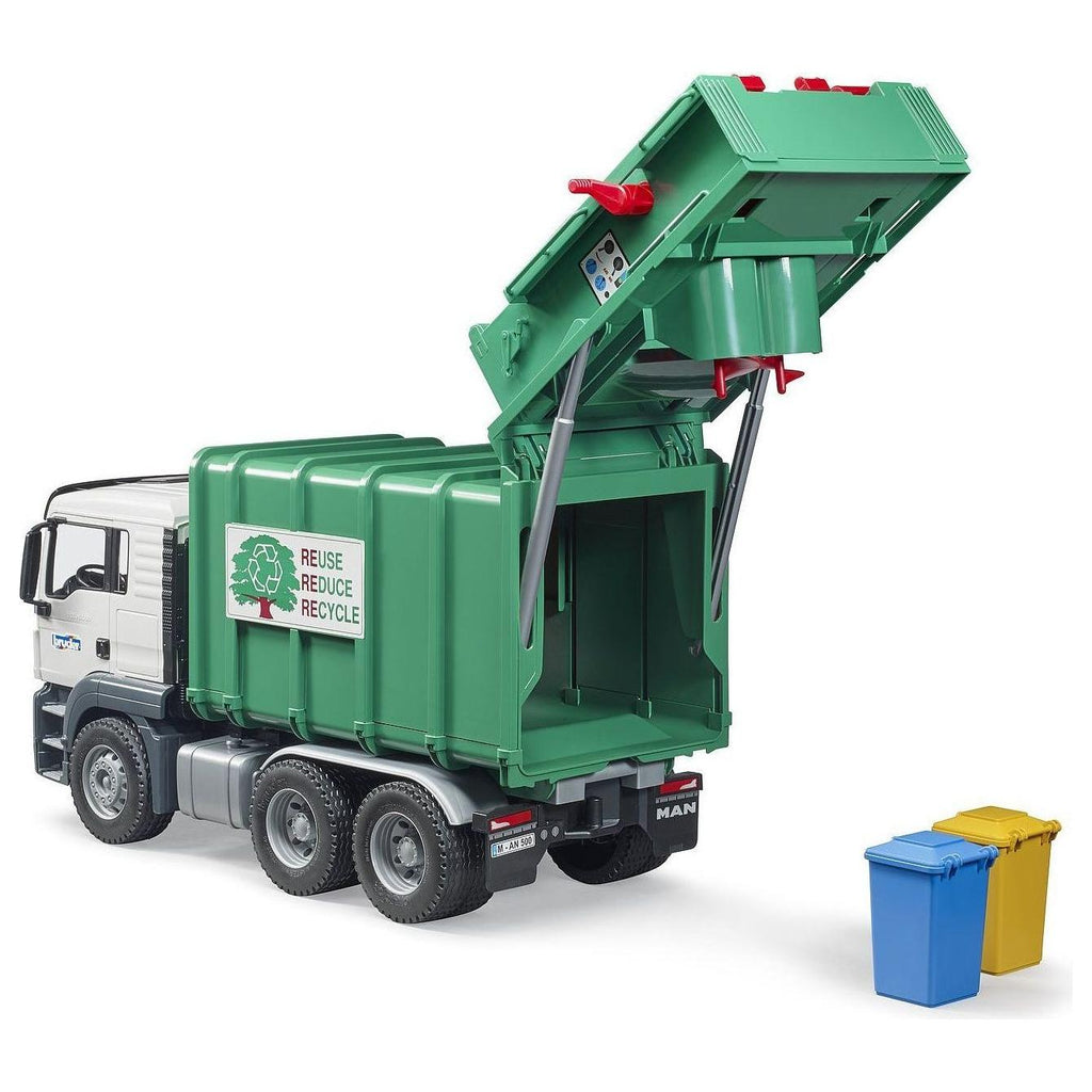 Bruder MAN TGS Rear Loading Garbage Truck Green 03763 canada ontario grey