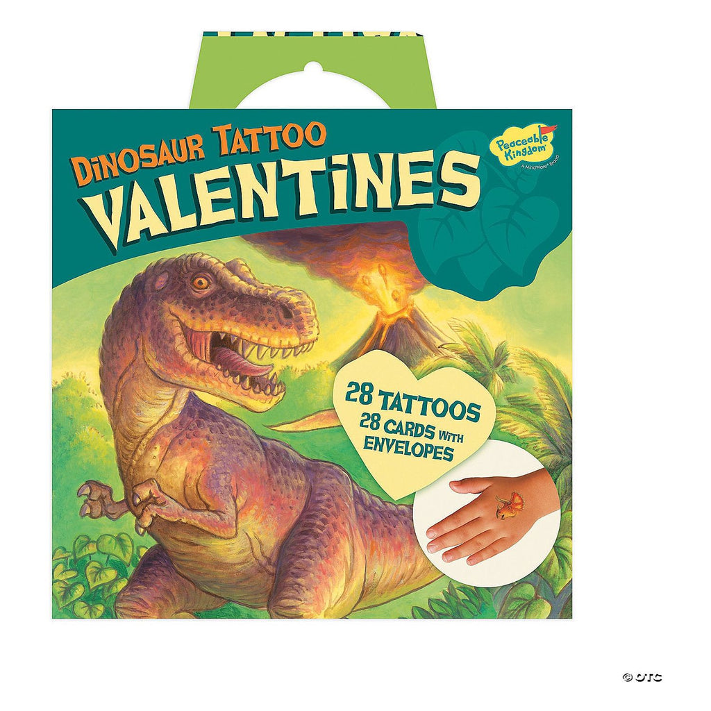 Peaceable Kingdom Dinosaur Tattoo Super Fun Pack Valentines Cards