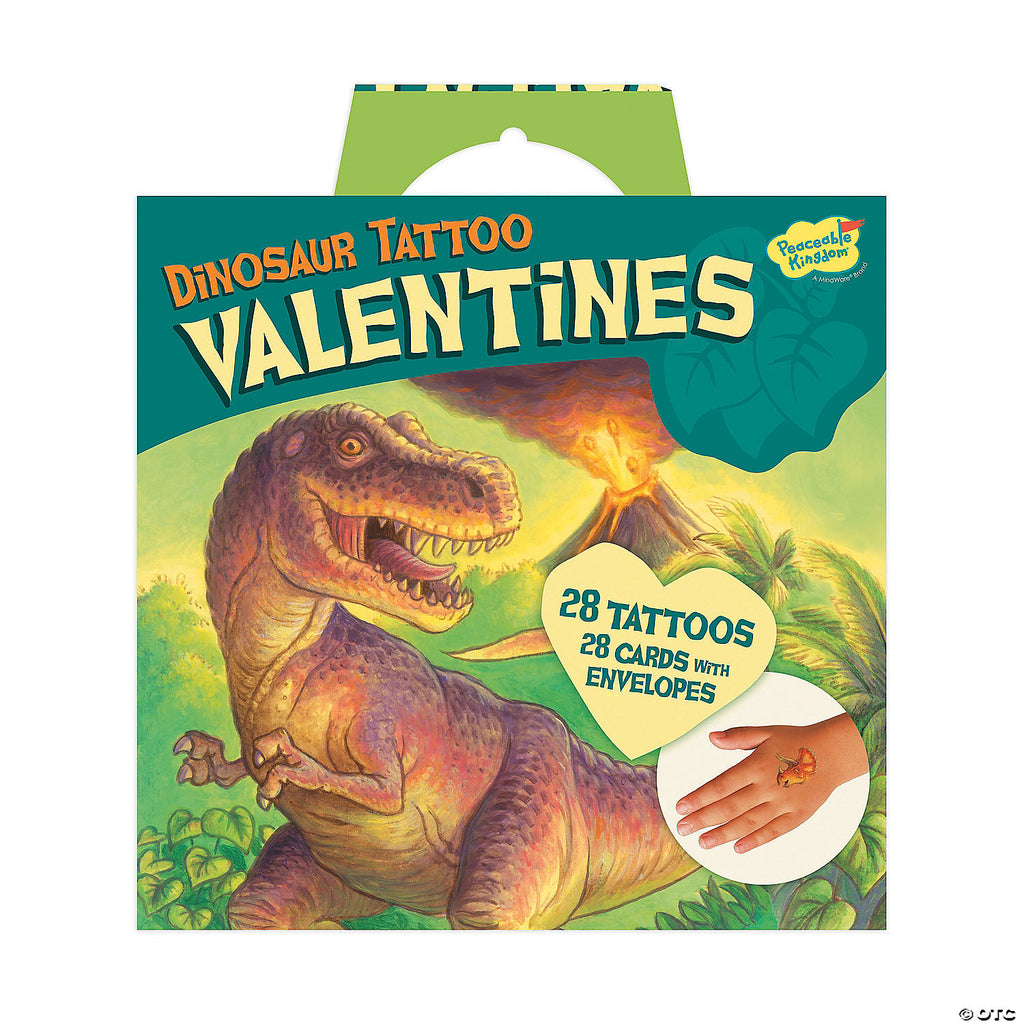 Peaceable Kingdom Dinosaur Tattoo Super Fun Pack Valentines Cards