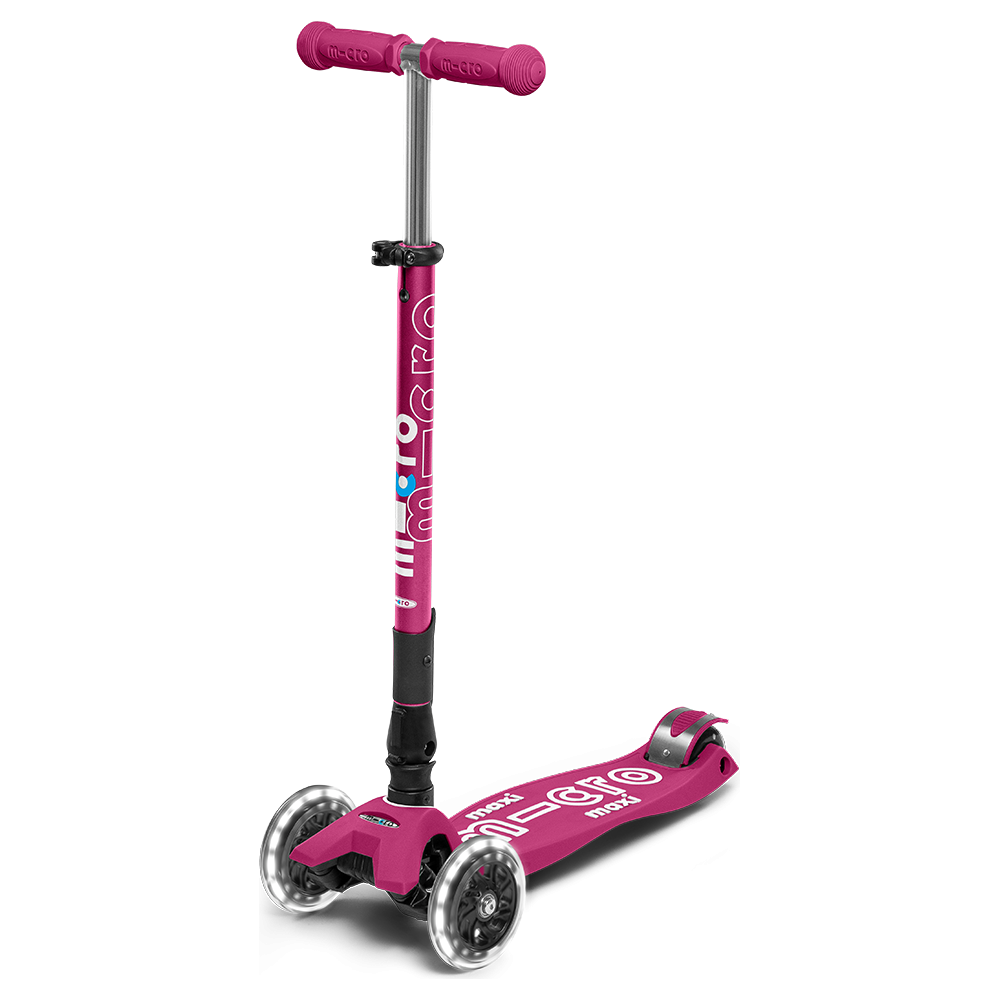 MICRO Maxi Deluxe Foldable LED Scooter Berry Red – The Rocking