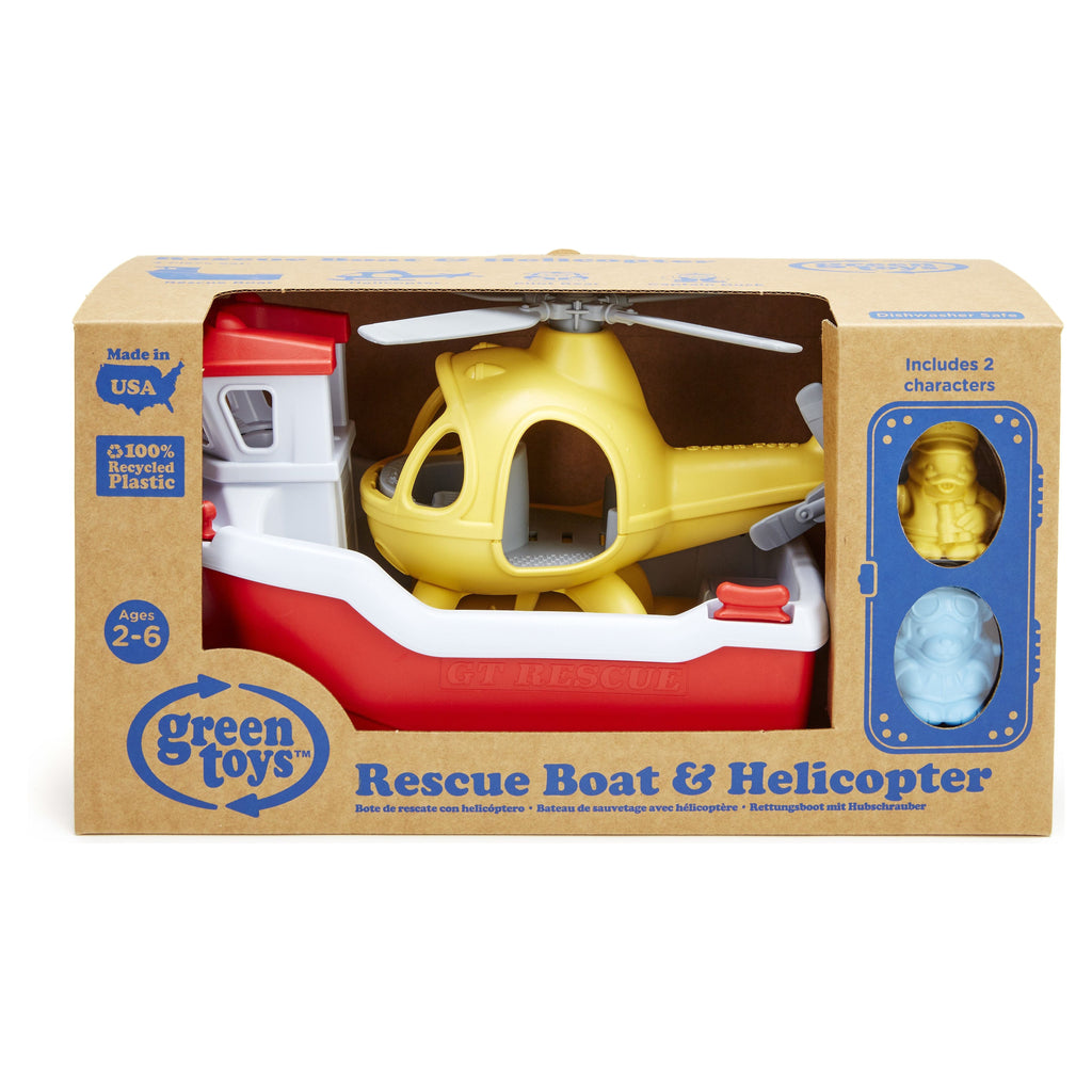 Green Toys Rescue Boat & Helicopter