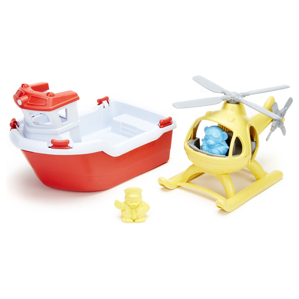 Green Toys Rescue Boat & Helicopter